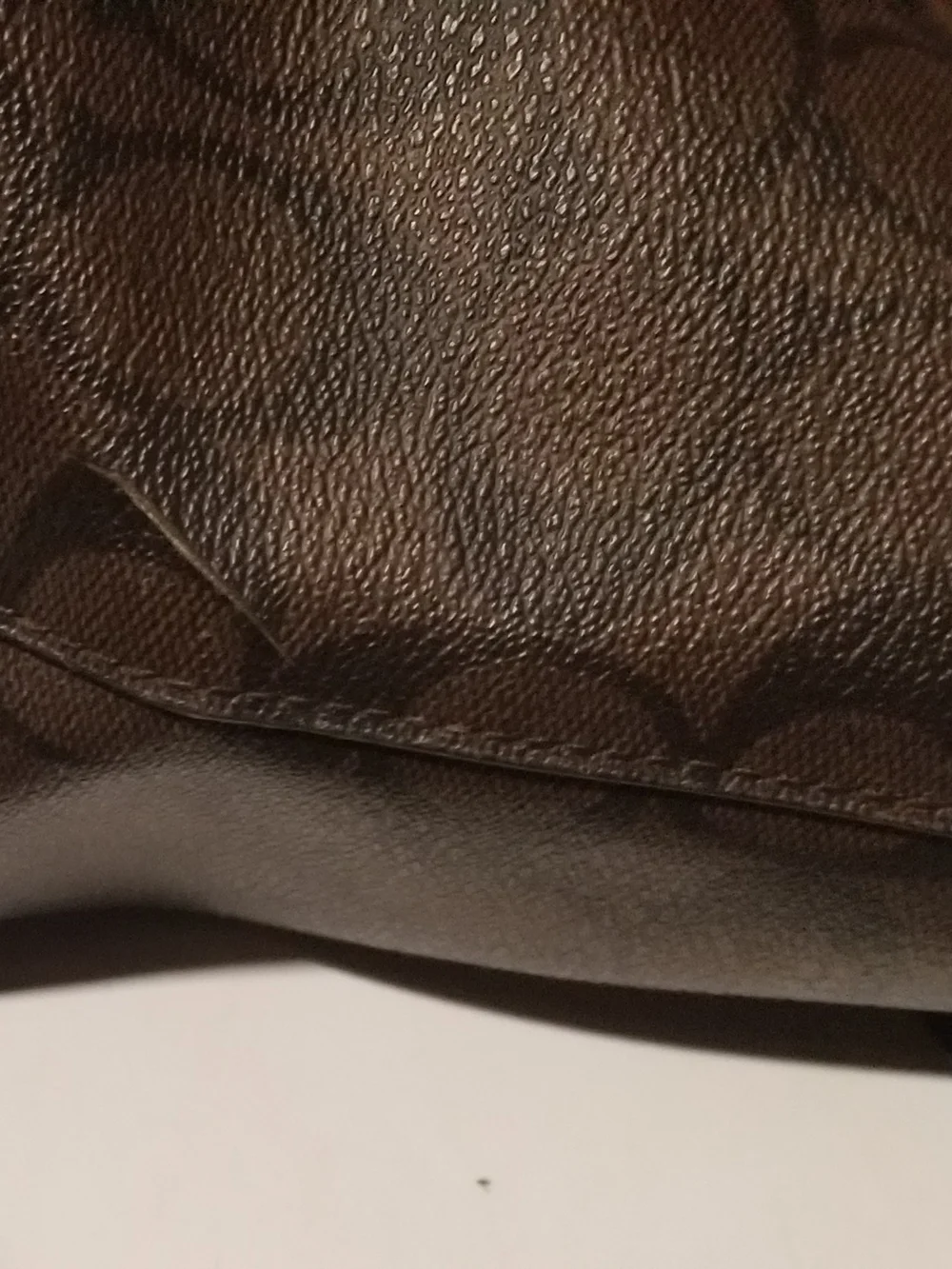 COACH Brown Signature Canvas Shoulder Bag with Black Leather Trim